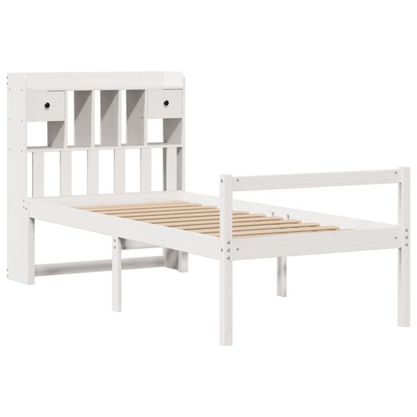 vidaXL Lit biblioth&egrave;que sans matelas blanc 75x190cm bois de pin massif