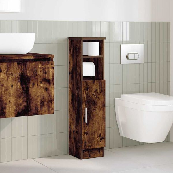 vidaXL Meuble de salle de bain avec porte-rouleau chêne fumé