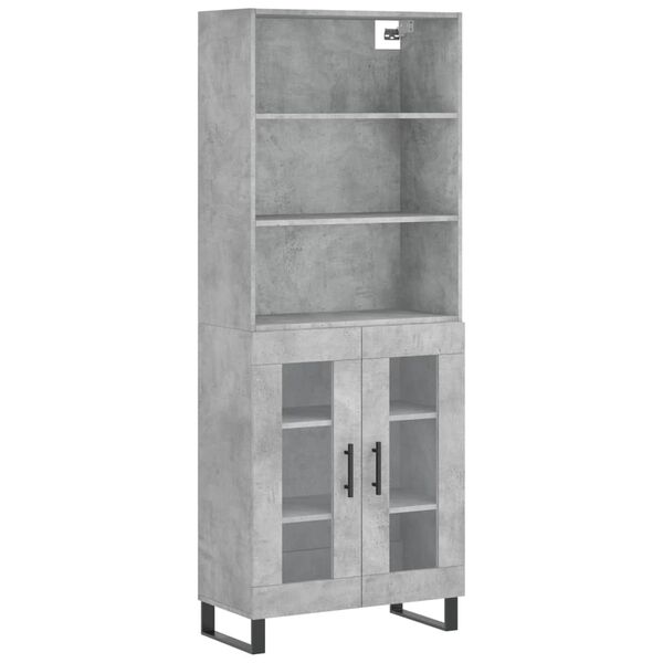 vidaXL Buffet haut Gris b&eacute;ton 69,5x34x180 cm Bois d'ing&eacute;nierie