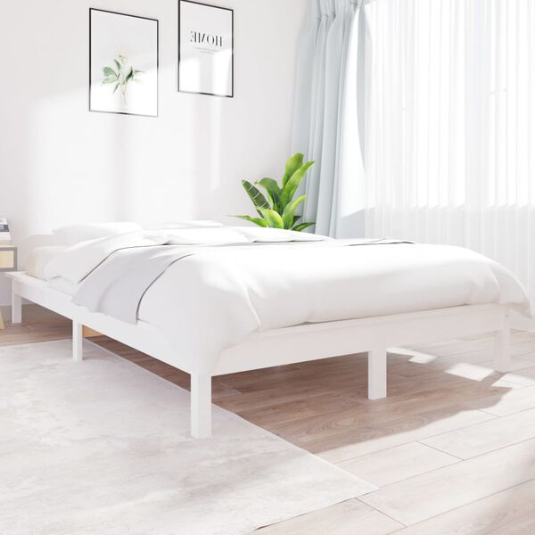 vidaXL Cadre de lit sans matelas blanc bois massif
