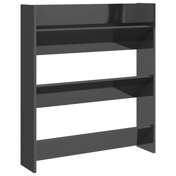 vidaXL Armoire &agrave; chaussures murale gris brillant bois d'ing&eacute;nierie