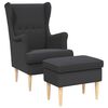 vidaXL Fauteuil avec pouf 2 pc Gris fonc&eacute; Boucl&eacute;