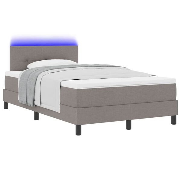 vidaXL Lit &agrave; ressorts avec matelas avec LED Taupe 120 x 200 cm tissu
