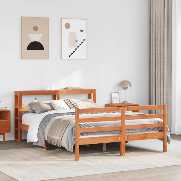 vidaXL Cadre de lit sans matelas cire marron 160x200cm bois pin massif