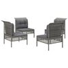vidaXL Salon de jardin 4 pcs avec coussins Gris Résine tressée