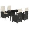 vidaXL Ensemble &agrave; manger de jardin coussins 5pcs Noir R&eacute;sine tress&eacute;e