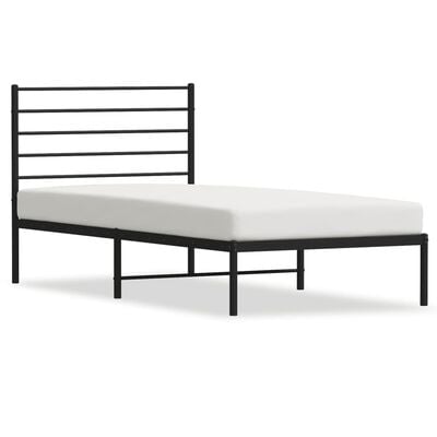 vidaXL Cadre de lit métal sans matelas avec tête de lit noir 80x200 cm