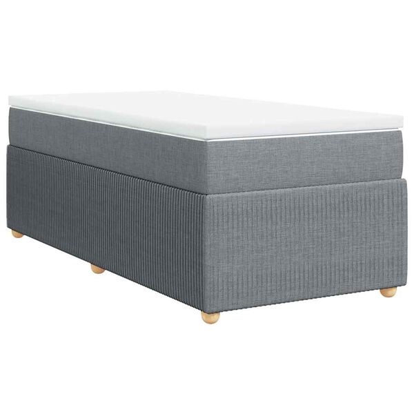 vidaXL Sommier &agrave; lattes de lit avec matelas Gris clair 100x200cm Tissu