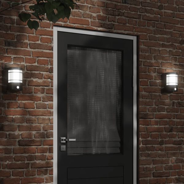 vidaXL Appliques murales d'ext&eacute;rieur et capteurs 2pcs acier inoxydable
