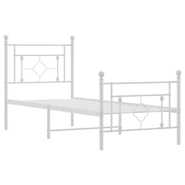 vidaXL Cadre de lit m&eacute;tal sans matelas avec pied de lit blanc 75x190cm