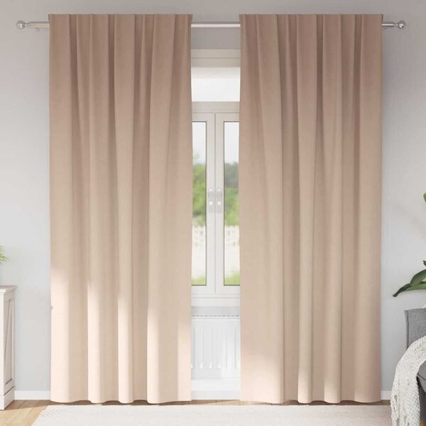 vidaXL Rideaux occultants avec anneaux 2 pcs Taupe 260 x 140 cm