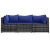 vidaXL Salon de jardin 3 pcs avec coussins Gris R&eacute;sine tress&eacute;e