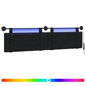 vidaXL T&ecirc;te de lit suspendue Avec lumi&egrave;re LED Noir Velours