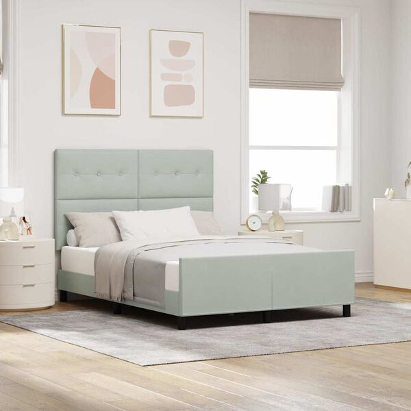 vidaXL Lit &agrave; ressorts avec t&ecirc;te de lit Gris clair 140 x 190 cm Velours