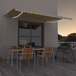 vidaXL Auvent manuel r&eacute;tractable avec LED 500x300 cm Jaune et blanc