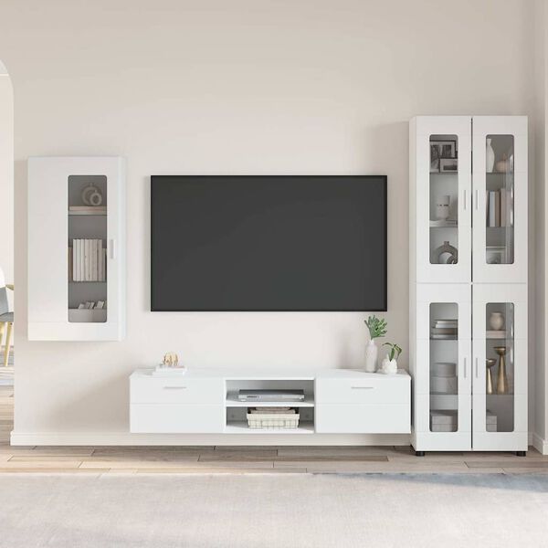 vidaXL Ensemble meuble TV avec tiroir Blanc Bois d'ing&eacute;nierie