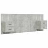 vidaXL T&ecirc;te de lit avec armoires Gris b&eacute;ton Bois d'ing&eacute;nierie
