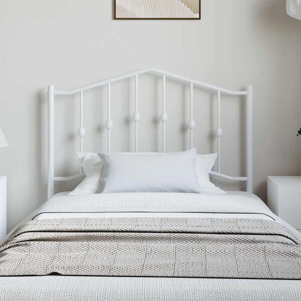 vidaXL T&ecirc;te de lit m&eacute;tal blanc 100 cm