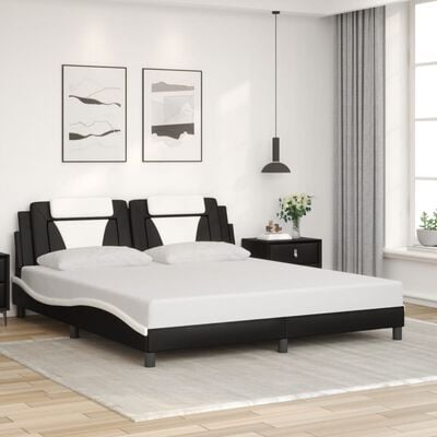 vidaXL Cadre de lit avec LED sans matelas noir et blanc 180x200 cm