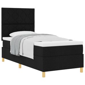 vidaXL Lit &agrave; ressorts avec matelas Noir 100 x 200 cm tissu