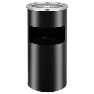 vidaXL Poubelle &agrave; cendrier murale Acier 26 L Noir