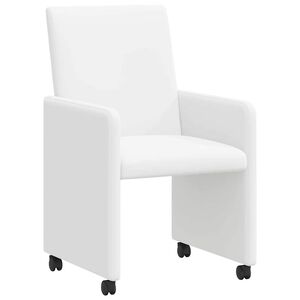 vidaXL Chaises de Salle &agrave; Manger avec Roues 2 pc Faux cuir Blanc