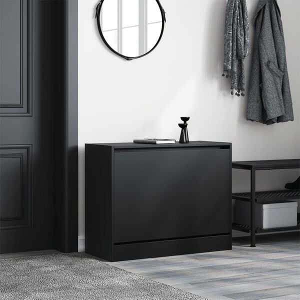 vidaXL Armoire &agrave; chaussures noir 80x34x63 cm bois d'ing&eacute;nierie