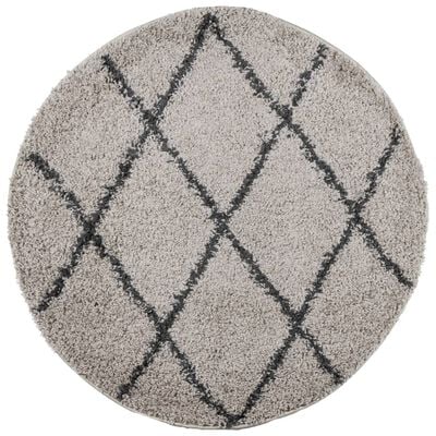 vidaXL Tapis shaggy à poils longs moderne beige et anthracite Ø 200 cm