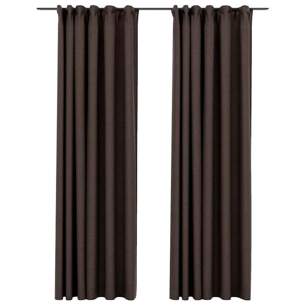 vidaXL Rideaux occultants aspect lin et crochets 2 pcs Taupe 140x225cm