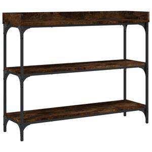vidaXL Table console avec &eacute;tag&egrave;res ch&ecirc;ne fum&eacute; 100x30x80 cm