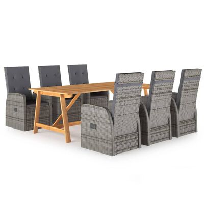 vidaXL Ensemble de salle à manger de jardin 7 pcs Gris