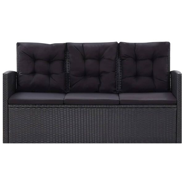 vidaXL Salon de jardin 6 pcs avec coussins Résine tressée Noir