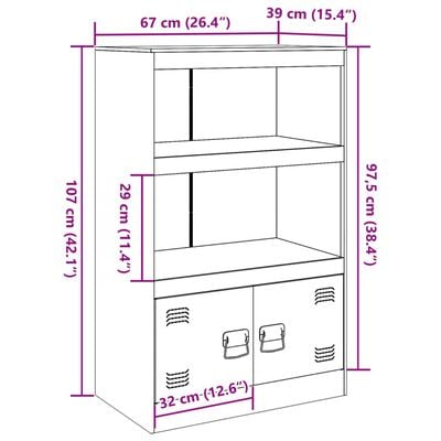 vidaXL Buffet rose 67x39x107 cm acier