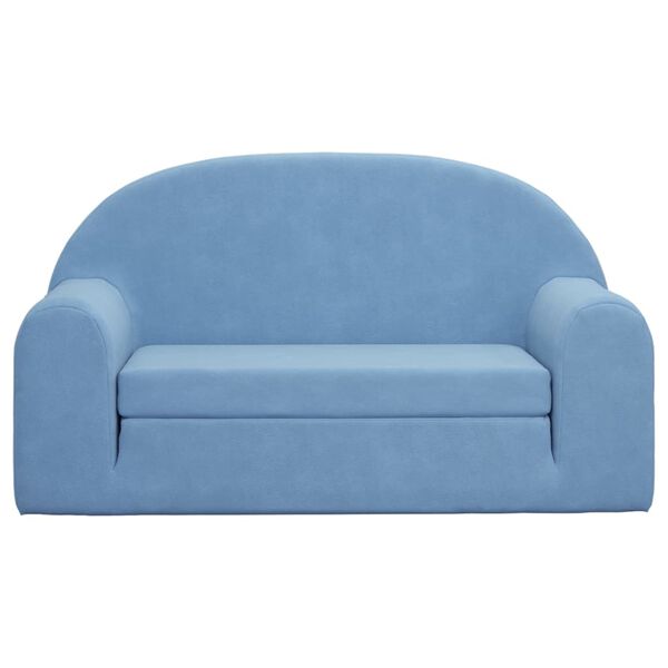 vidaXL Canap&eacute;-lit pour enfants &agrave; 2 places Bleu Peluche douce