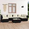 vidaXL Salon de jardin 7 pcs avec coussins R&eacute;sine tress&eacute;e Noir