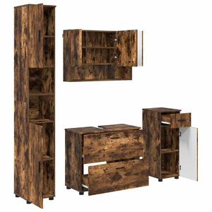 vidaXL Ensemble de mobilier de salle de bain 4 pi&egrave;ces Ch&ecirc;ne fum&eacute;
