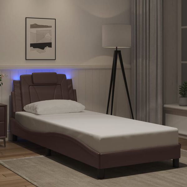 vidaXL Cadre de lit Viana avec LED sans matelas marron 80x200 cm