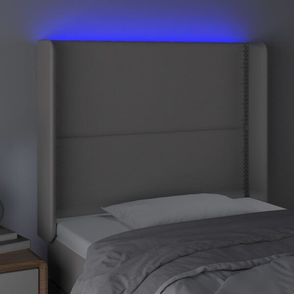 vidaXL T&ecirc;te de lit &agrave; LED Gris 83x16x118/128 cm Similicuir