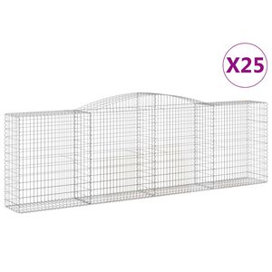 vidaXL Paniers &agrave; gabions arqu&eacute;s 25 pcs 400x50x120/140 cm Fer galvanis&eacute;