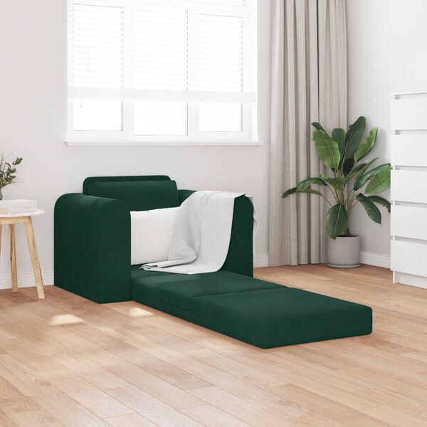 vidaXL Canap&eacute;-Lit Vert fonc&eacute; 98 x 71 x 83 cm Velours