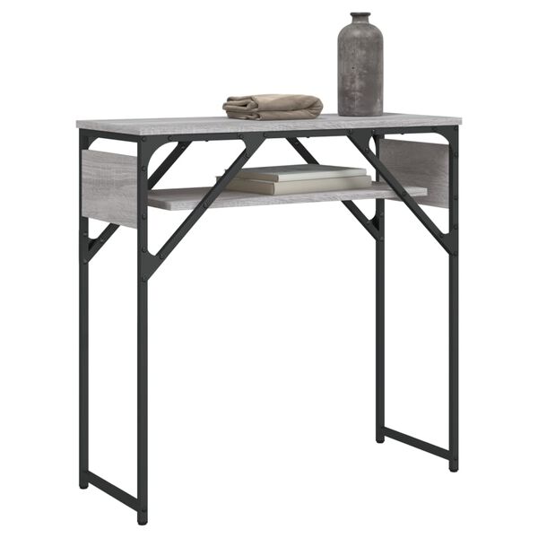 vidaXL Table console avec étagère sonoma gris 75x30x75 cm
