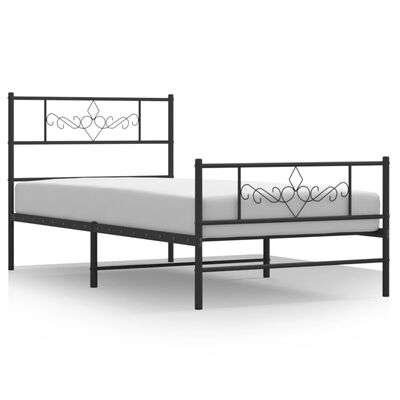 vidaXL Cadre de lit métal sans matelas avec pied de lit noir 75x190 cm