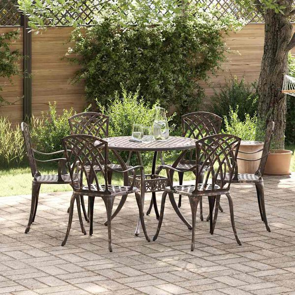 vidaXL Ensemble de salle &agrave; manger pour jardin 7 pcs Bronze Aluminium
