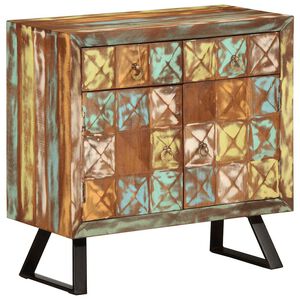 vidaXL Armoire &agrave; tiroir multicolore 70x35x70 cm bois de r&eacute;cup&eacute;ration