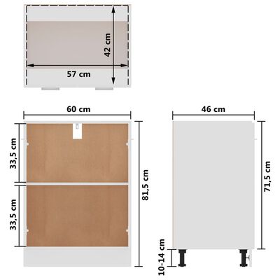 vidaXL Armoire de plancher Blanc 60x46x81,5 cm Bois d'ingénierie