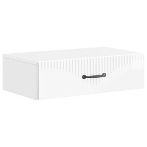 vidaXL Table d'appoint murale Blanc brillant 59 x 34,5 x 17 cm