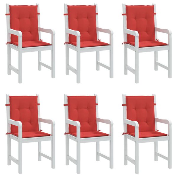 vidaXL Coussins de chaise de jardin &agrave; dossier bas lot de 6 rouge