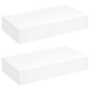 vidaXL &Eacute;tag&egrave;res murales avec tiroirs 2 pcs Blanc 48 cm