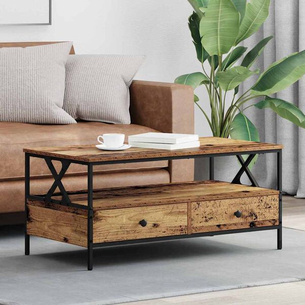 vidaXL Table basse Bois ancien 100 x 51 x 45 cm Bois d'ing&eacute;nierie