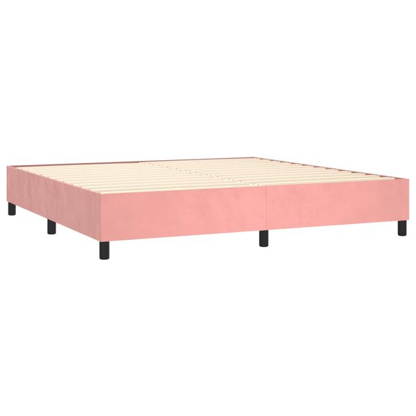 vidaXL Sommier &agrave; lattes de lit avec matelas Rose 200x200 cm Velours